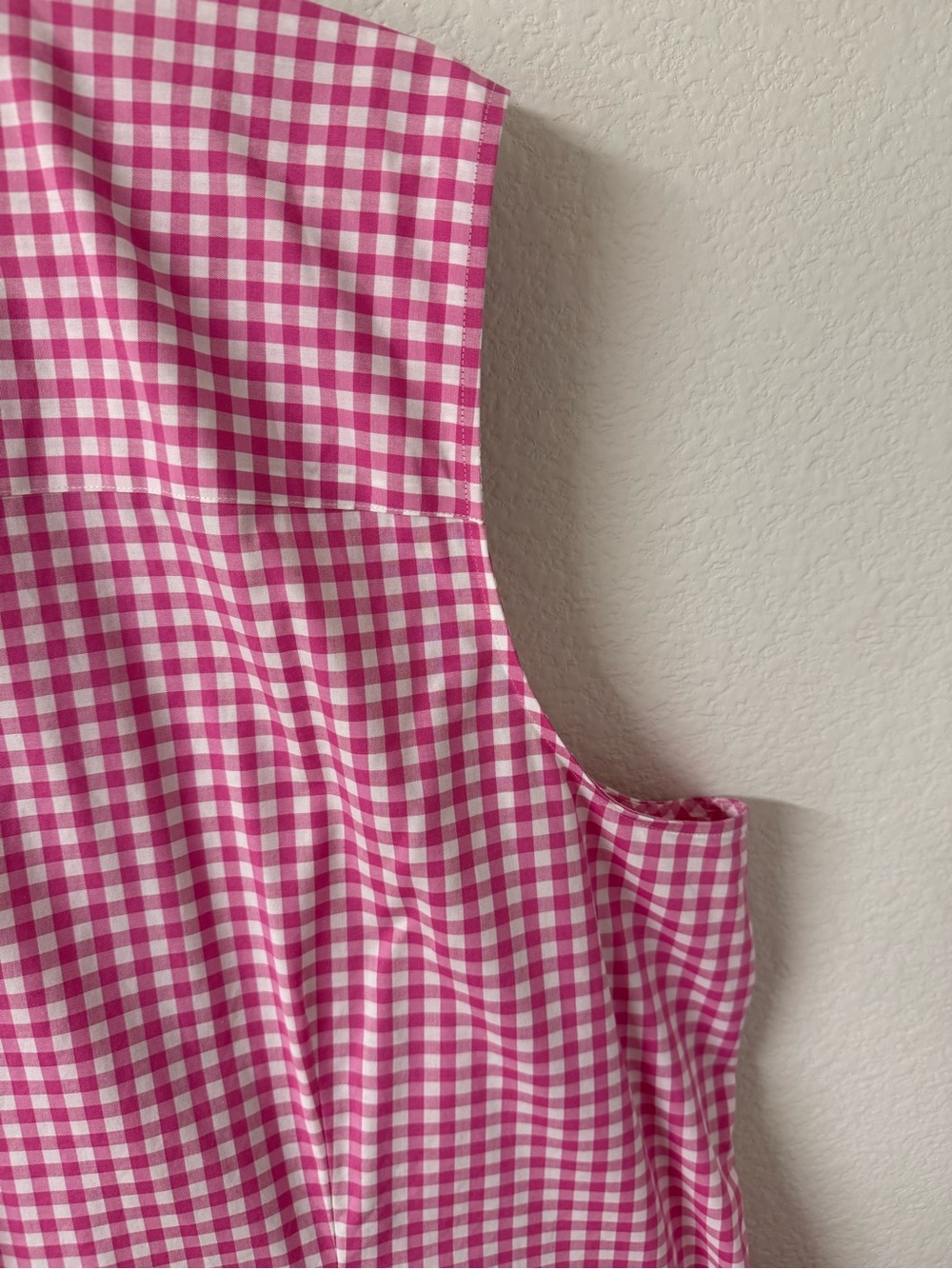 Talbots Pink Gingham Sleeveless Button-Down Shirt - Picture 6 of 7